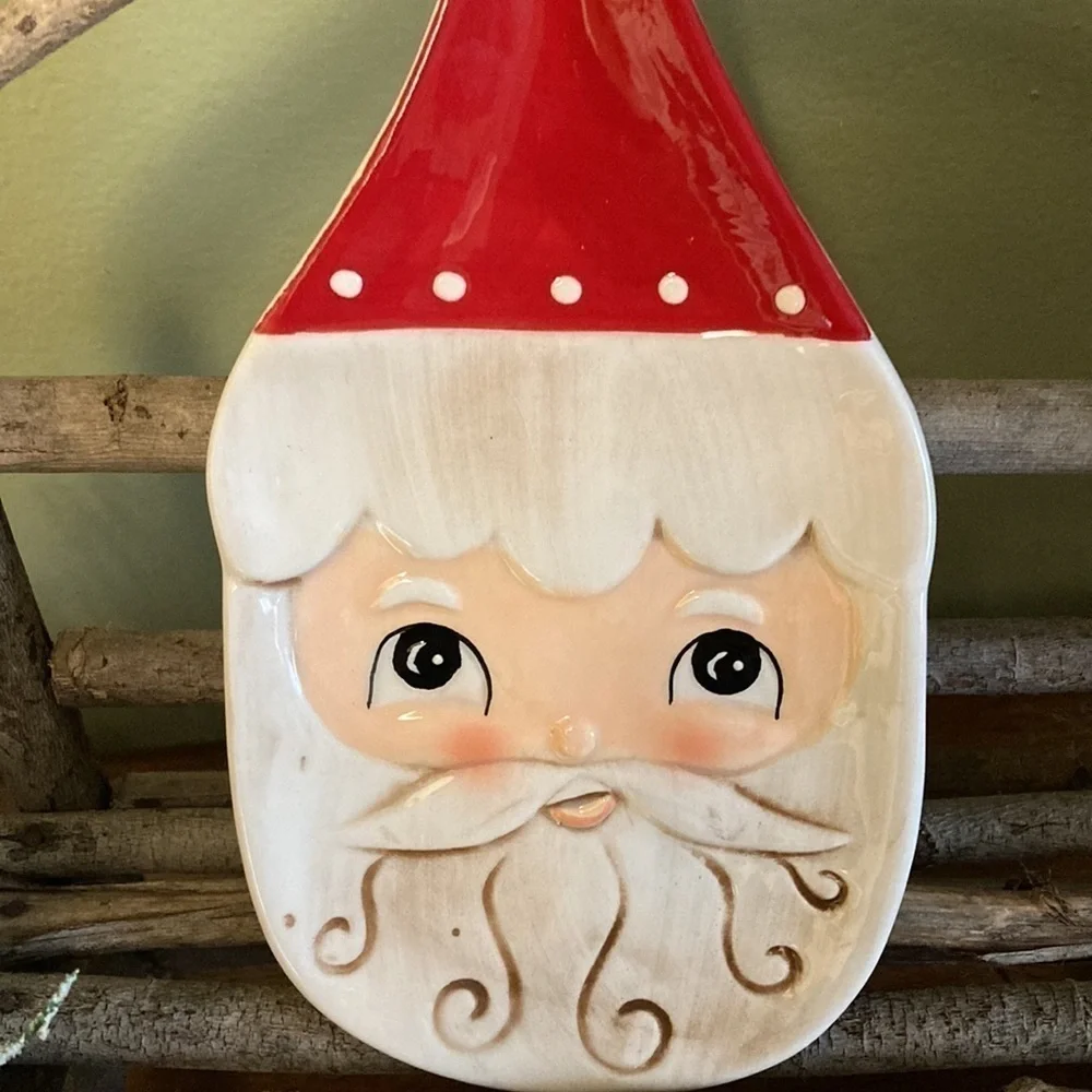 JOHANNA PARKER VINTAGE LOOKING SANTA CHRISTMAS SPOON REST